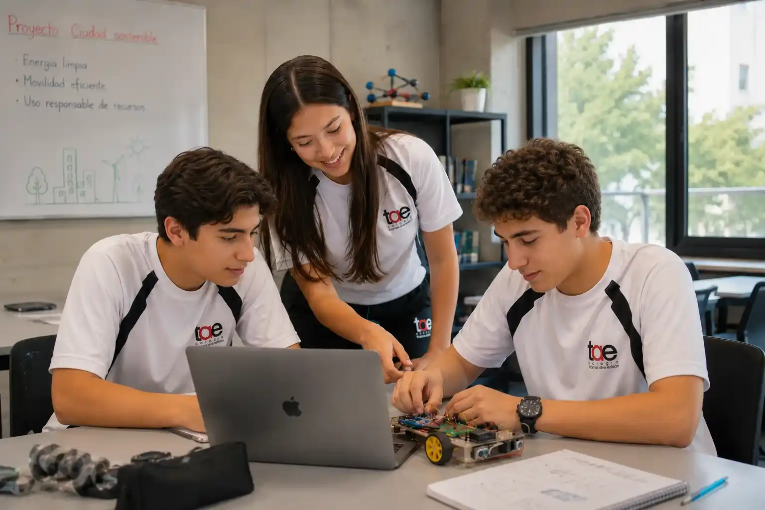 Tres alumnos de preparatoria del Colegio Edison